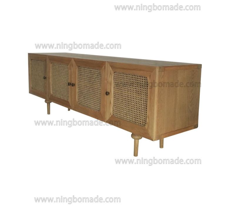 Elegant Rattan Upholstery Furniture Nature Ash Rattan TV Stand