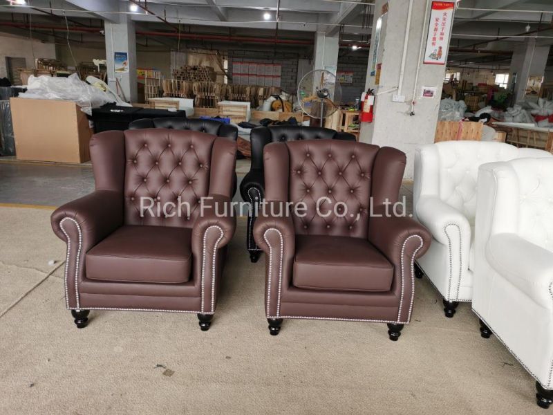 Antique Retro Chesterfield Wingback Armchair High Back Leather Sofa Chair