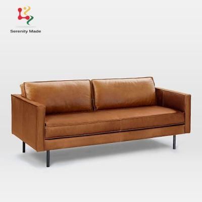 Industrial Style Living Room Italy Vintage Real Leather Sofa