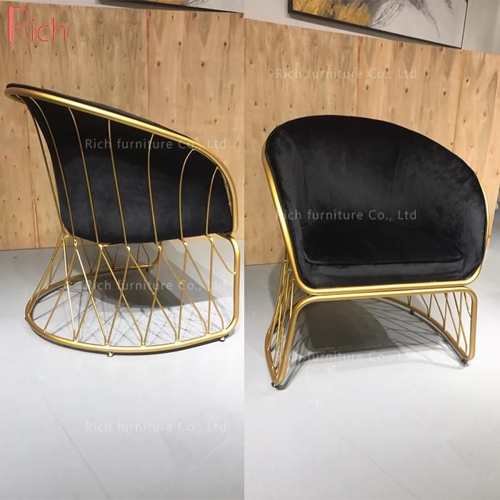 Modern Golden Stainelss Steel Chair Black Velvet Cover Leisure Sofa Chair