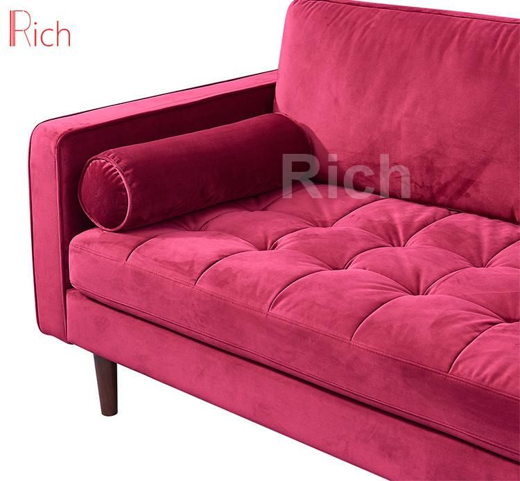 Modern Furniture Living Room Red Fabric Velvet Covers Sofa Design