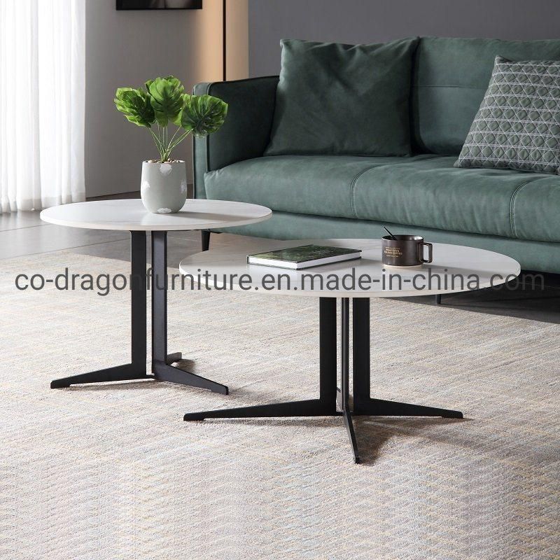 Fashion Home Furniture Steel Coffee Table Group with Marble Top