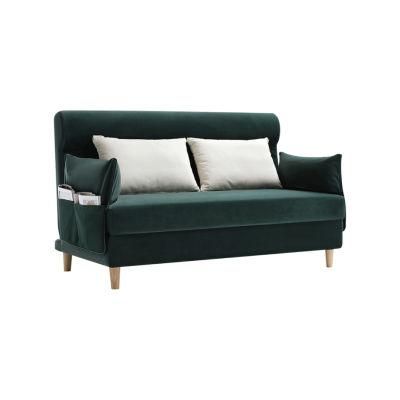 Leather Corner Solid Wooden Reception Sectional Modern Simple Leisure Living Room Folding Green Sofa