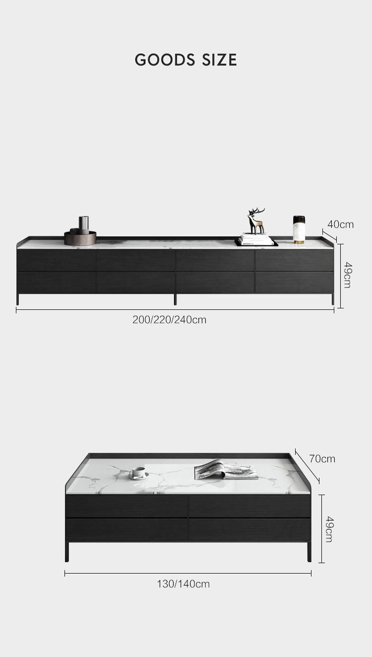 Modern Home TV Wall Mount Unit Marble Coffee Table Living Room Furniture MDF Wooden Cabinet TV Stands