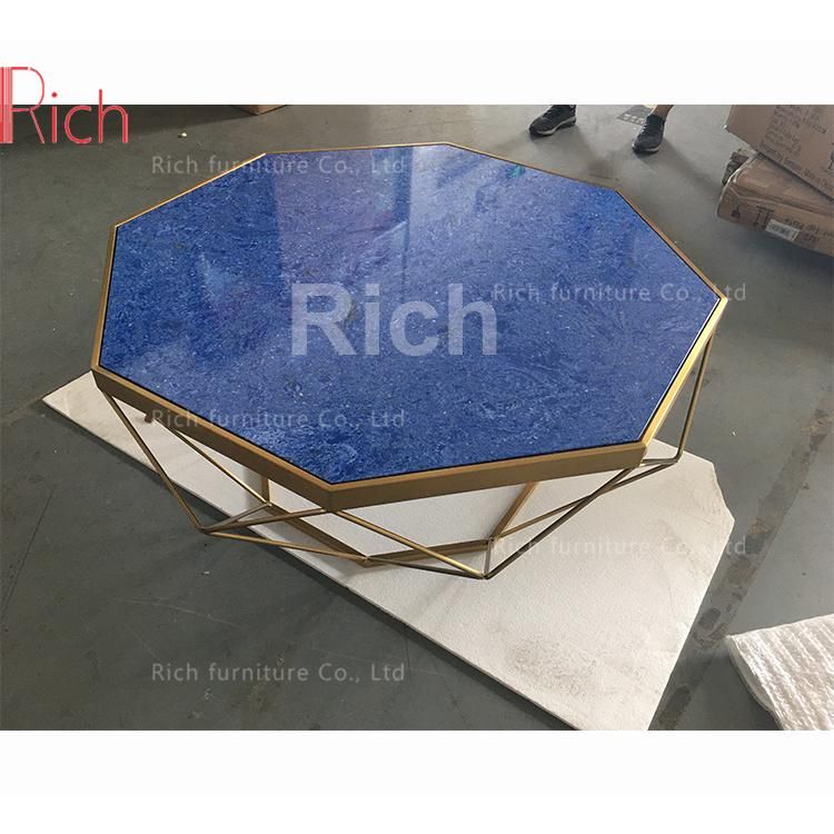 Marble Top Stainless Steel Golden Color Coffee Side Table