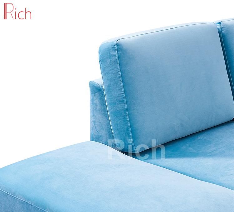 Blue Fabric Modern Sectional Corner Sleeper Sofa for Living Room