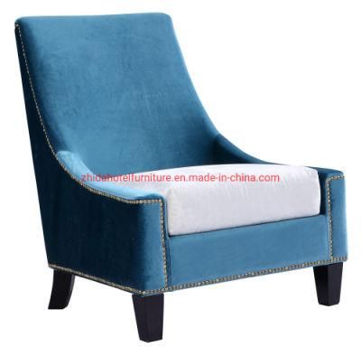 Modern Design Hotel Lobby Armrest Wooden Fabric Living Room Chair