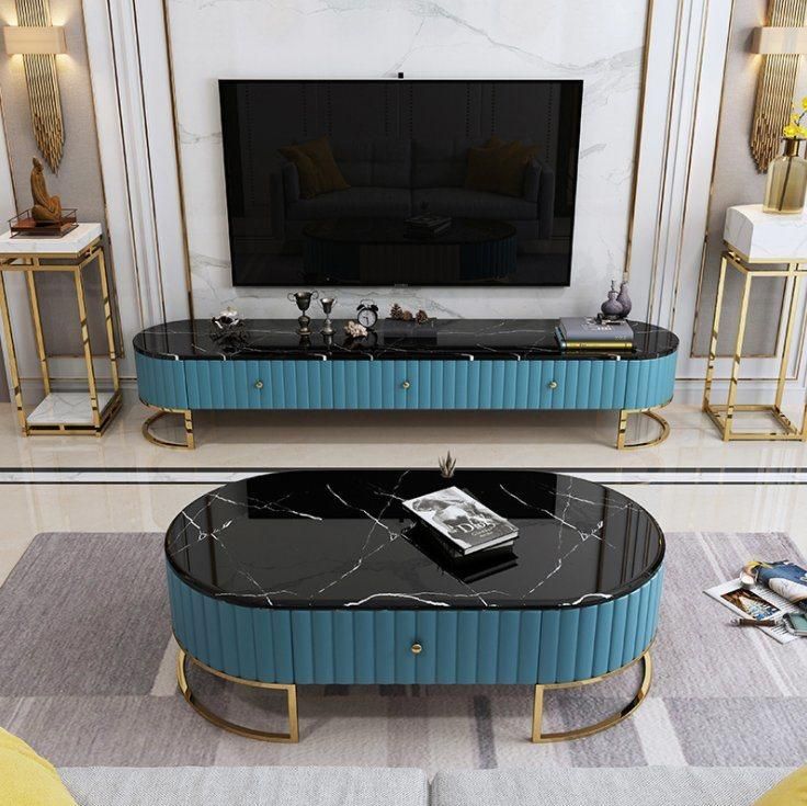 Bedroom High Marble Combination Tea Table TV Cabinet Stand