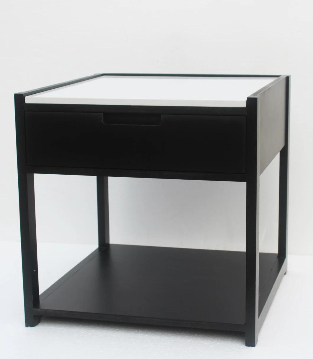 2 Drawer Nightstand with Open Shelf, Espresso, Tall