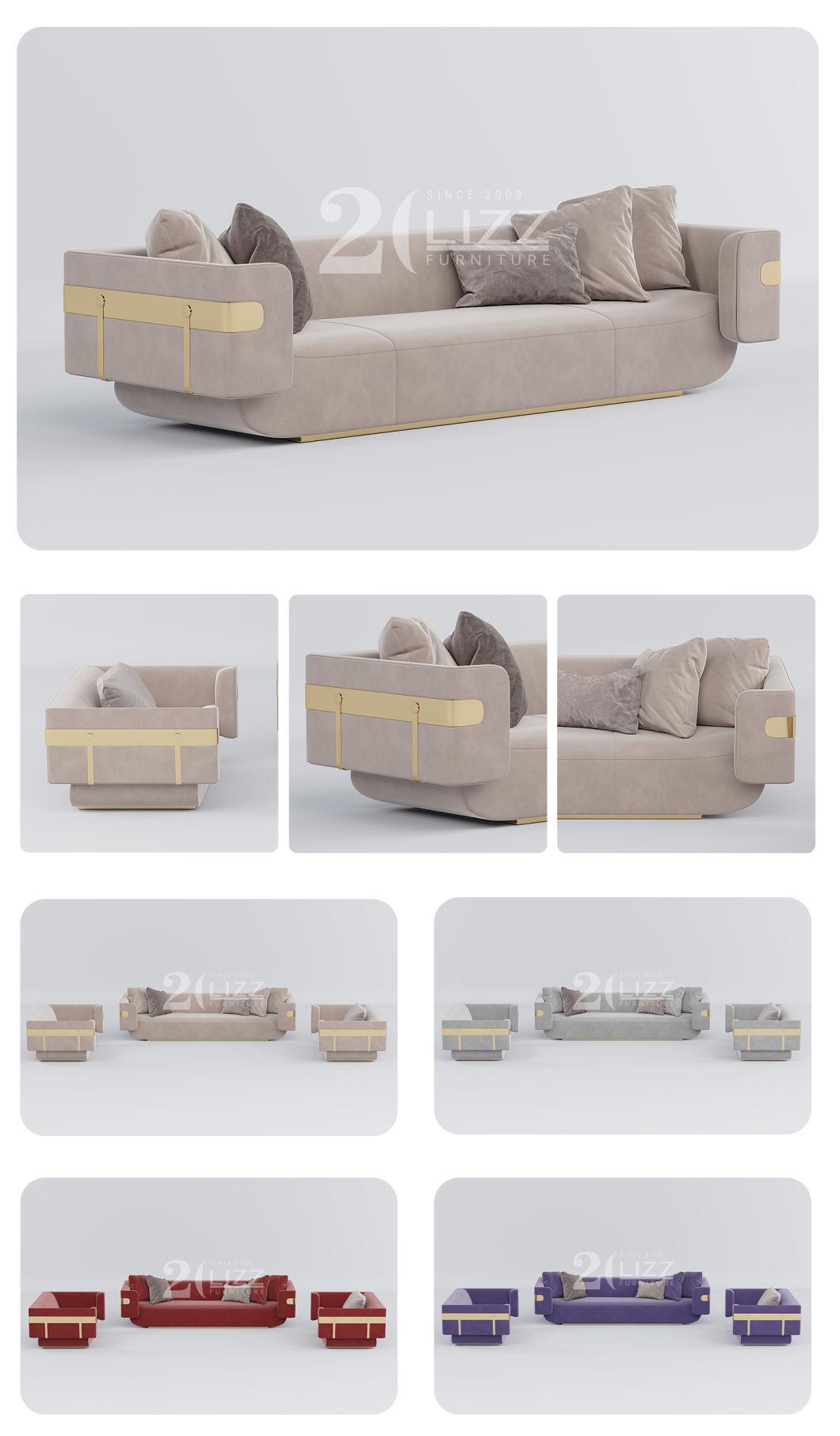 Metal Decor Unique Design Solid Wood Sofa Furniture Set Modern Luxury Couch Living Room Floor Sofa