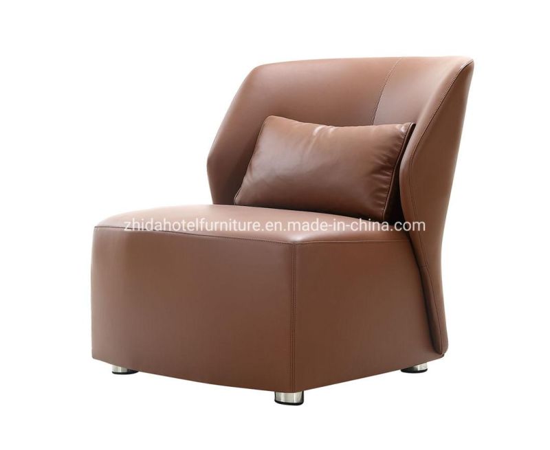 Hotel Lobby Genuine Leather Modern Design Living Room Chair