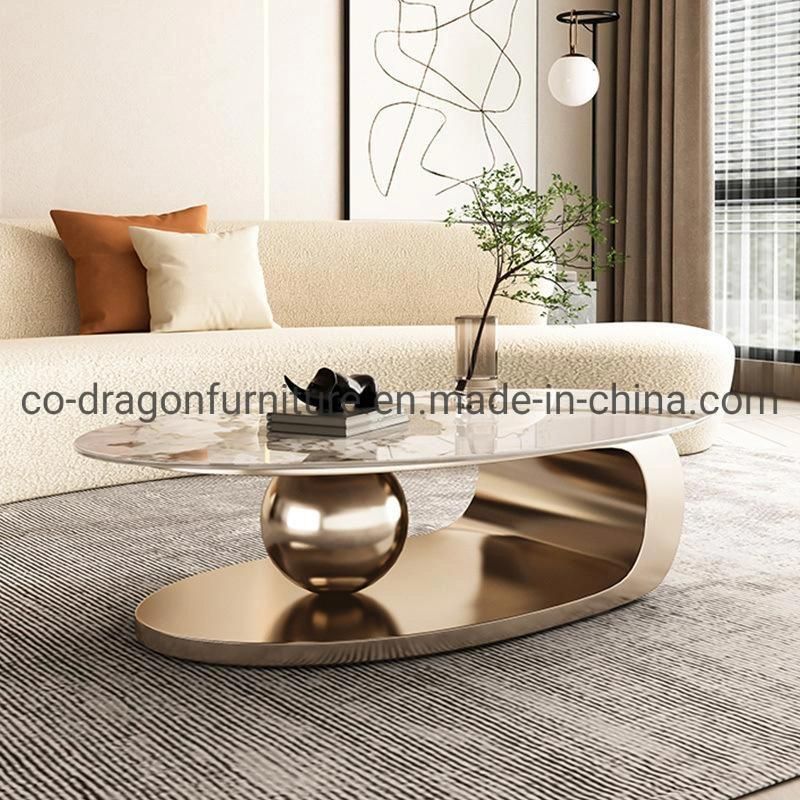 Fashion Home Furniture Gold Steel Coffee Table with marble Top