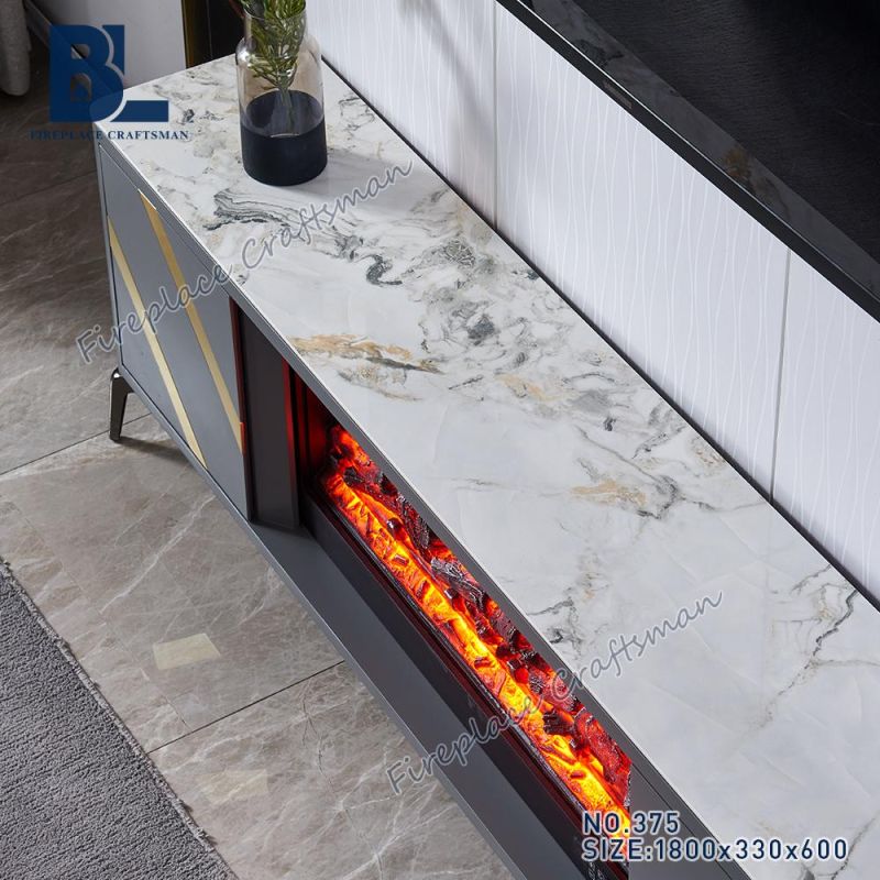 Wholesale Electric Fheater Fireplace Cabinet TV Stand with Wooden Mantel and Marble Top