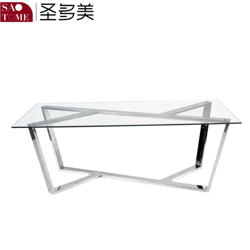 Modern Hot Selling Living Room Stainless Steel Transparent Glass Round Coffee Table