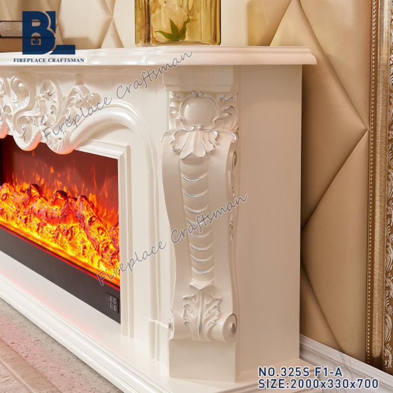 Buy Home Decorative Fires Wood Mantel Shelf Electric Fireplace TV Stand in White 325s