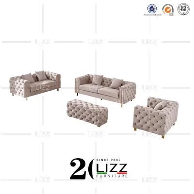 Arabic Sofa Furniture Luxury Modern Chesterfield Living Room Velvet Fabric Sofa