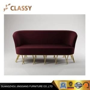 Red Soft and Elegant Design Golden Metal Base Sofa