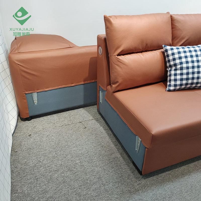 European Design Cow Leather Detachable Armrest to Packing Deformationable Sofa Cama