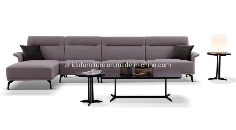 Living Room Furniture Family Modern Fabric Long L Shape Sofa