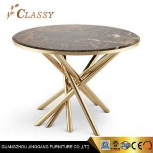 Round Table Marble Coffee Tables with Golden Metal Base