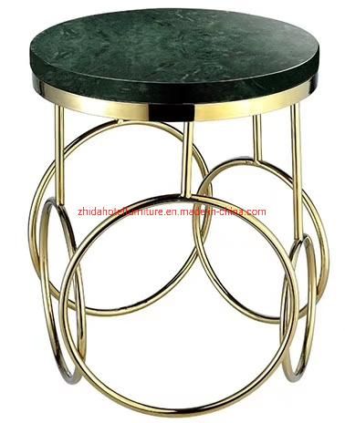 Modern Stainless Steel Gold Marble Coffee Table Side Table