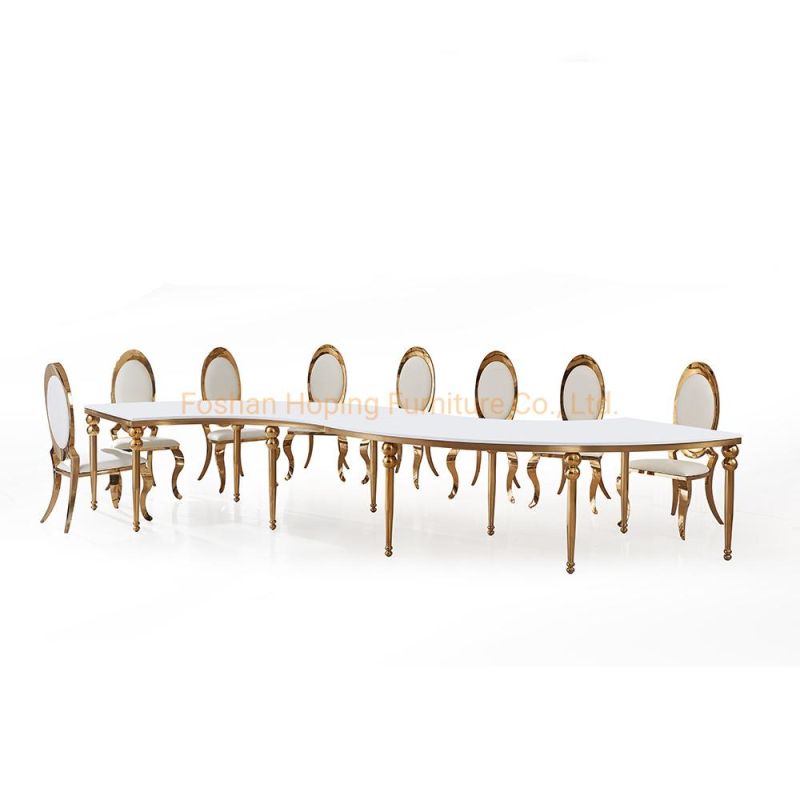 Factory Wholesale Wedding Event Round Carved Back Golden Dining Chair Living Room Furniture Cheap Price Stacking Event Rental Stainless Steel Wedding Chair