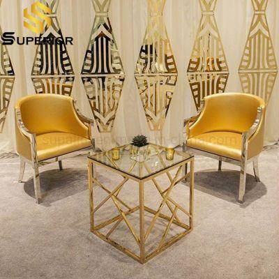 Hotel Furniture High Quality Stylish Glass Side Table Gold