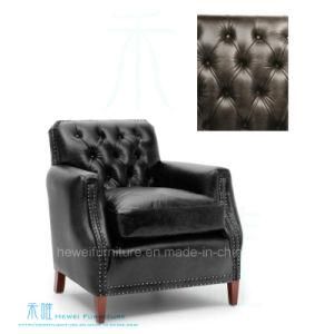 Hotel Lobby Modern Wood Frame Leisure Leather Sofa (HW-6627S)