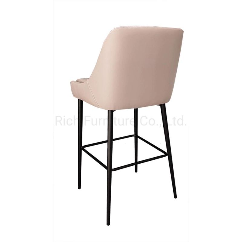 Luxury High Chair Bar Stool Gold Velvet Modern with Back