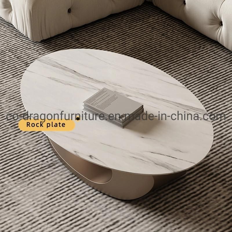 Fashion Home Furniture Gold Steel Coffee Table with marble Top