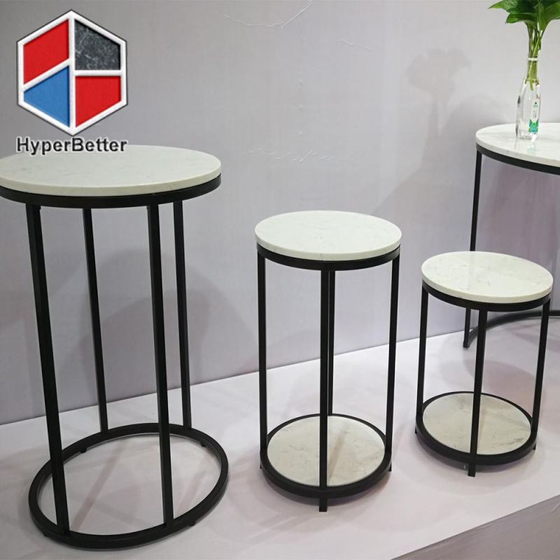 Green, Black and White Set of 3 Marble Nesting Coffee Tables for Living Room