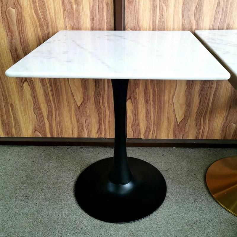 Artificial Marble Table Top 80cm with Black Tulip Base Center Table