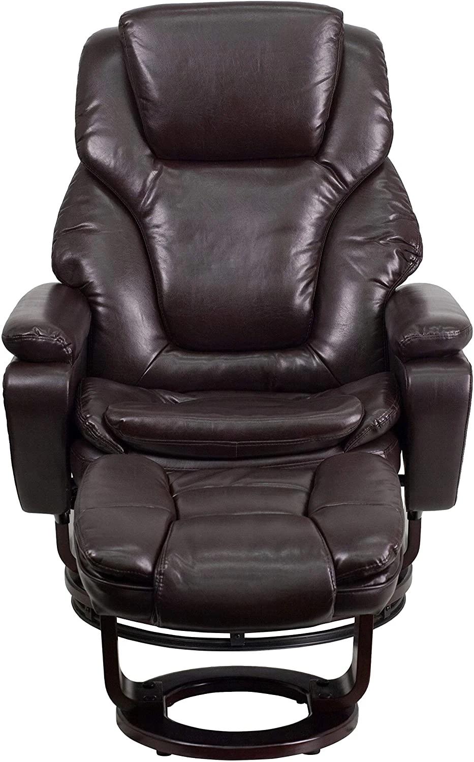 Jky Furniture Adjustabe Leather Recliner Leisure Chair with Ottoman and 8 Points Massage Functions