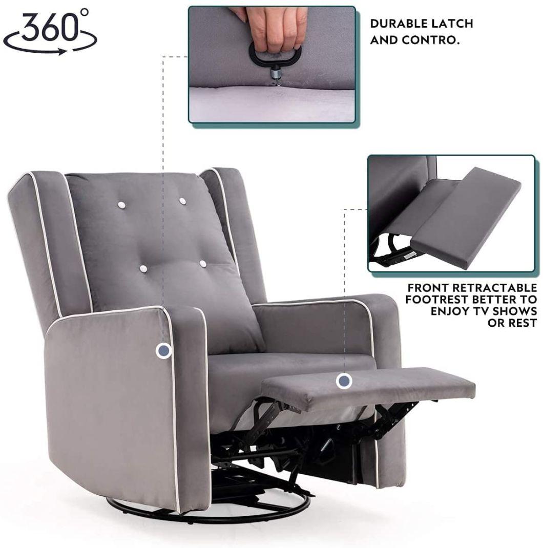 8 Points Vibrating Massage Function Tech Fabric Rock and Swivel Recliner Chair with Customerized Wingback