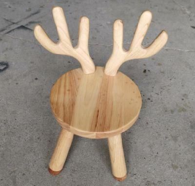 Solid Wood Cute Animal Shape Chair with Backrest Sturdy Children Chair