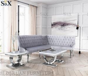 Stainless Steel Modern Italian Living Room Sofa Tea Table / Circle Leg Glass Coffee Table