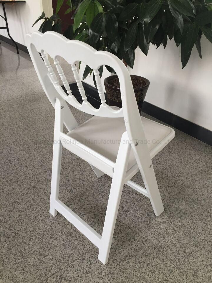 American Wimbledon Resin Chair White Resin Folding Napoleon Chair with Soft Seat