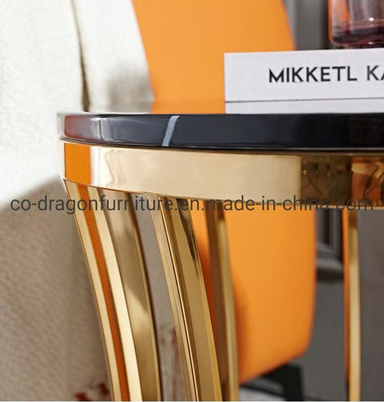 Luxury Home Furniture Gold Steel Side Table with Marble Top