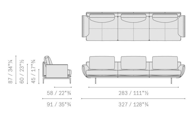 New European Minimalist Style Home Living Room Chaise Lounge Sofa