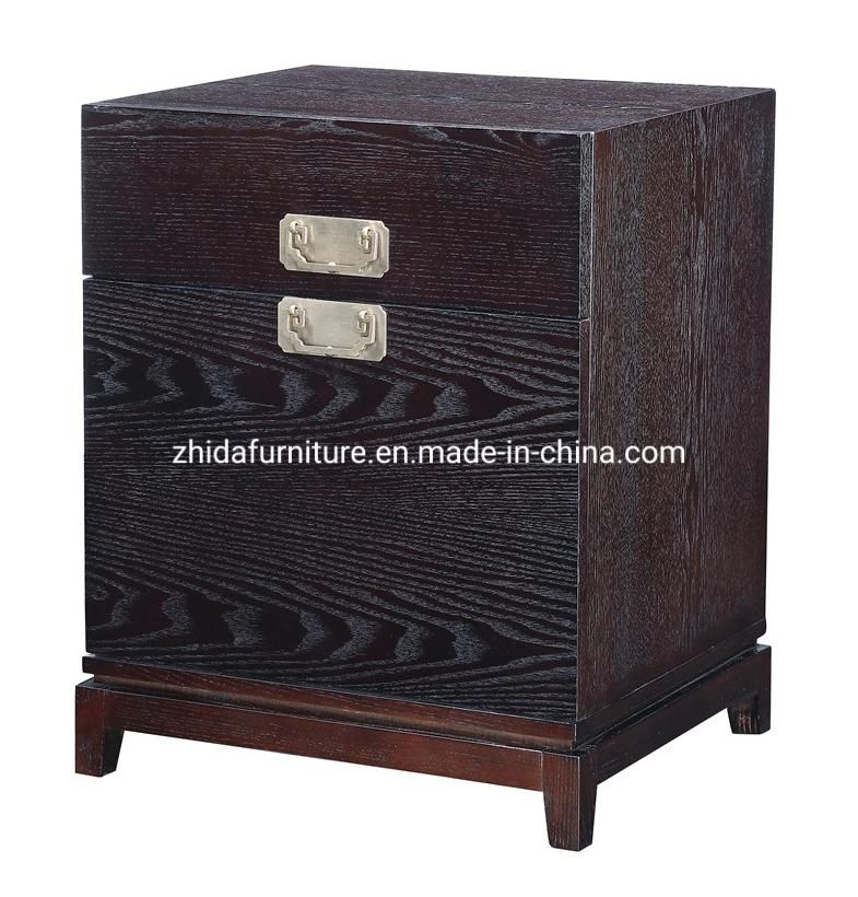 Hotel Project Black Wooden Nightstand Black Side Table for Chinese Villa