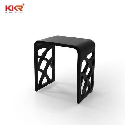 Black Stone Resin Shower Chair Bathroom Shower Bench