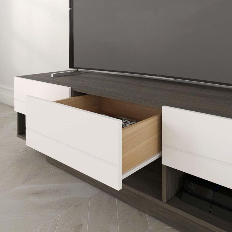 Grey and White 60-Inch Modern TV Stand for Living Room