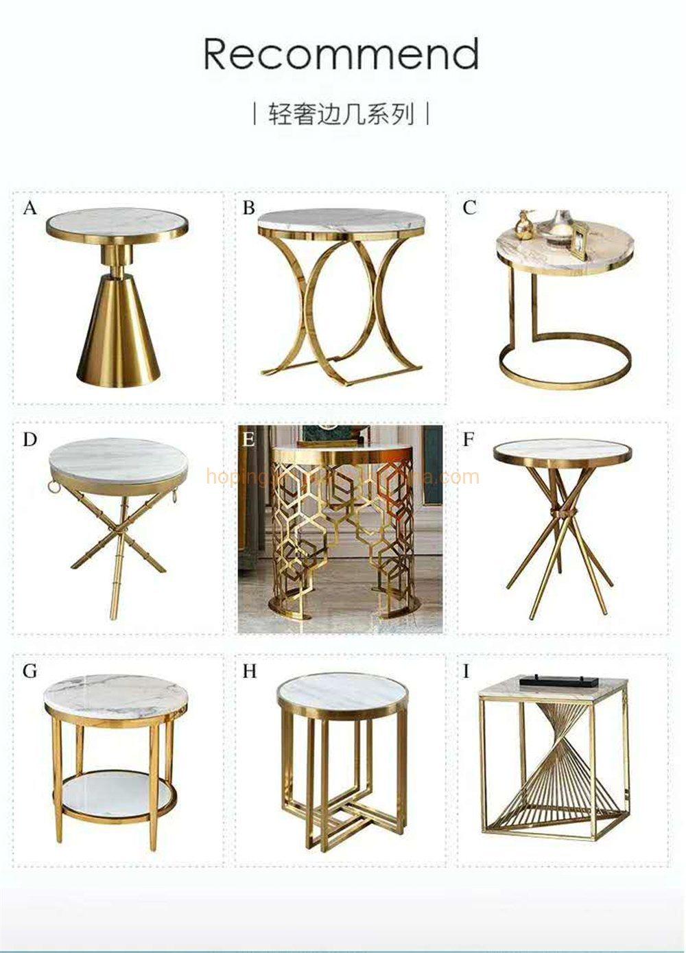 Dining Table Set U Shape Tempered Glass Top Golden Center Table for Home Furniture