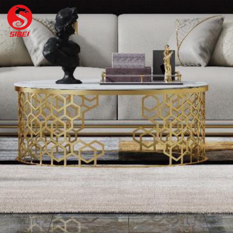 Luxury Furniture Black Marble Top Tea Table Stainless Leg Coffee Table