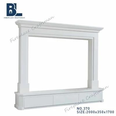 Wholesale Flower-Carved Style White Wooden Mantel Shelf TV Stand for Sale