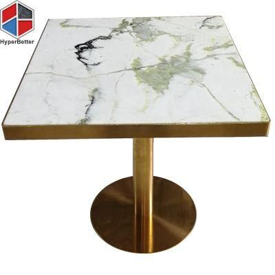 Wholesale 70cm Round Green White Coffee Table Top Marble Golden Frame and Base