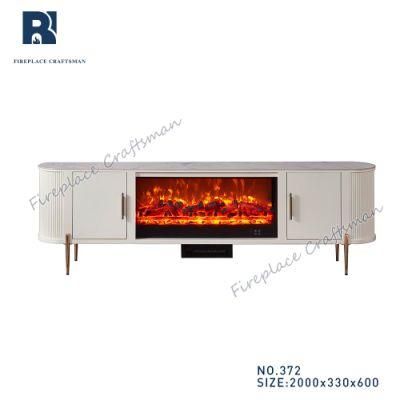 Home Furniture Media Console Corner TV Unit Modern Marble Top TV Stand with Fireplace Insert Stove for Sale