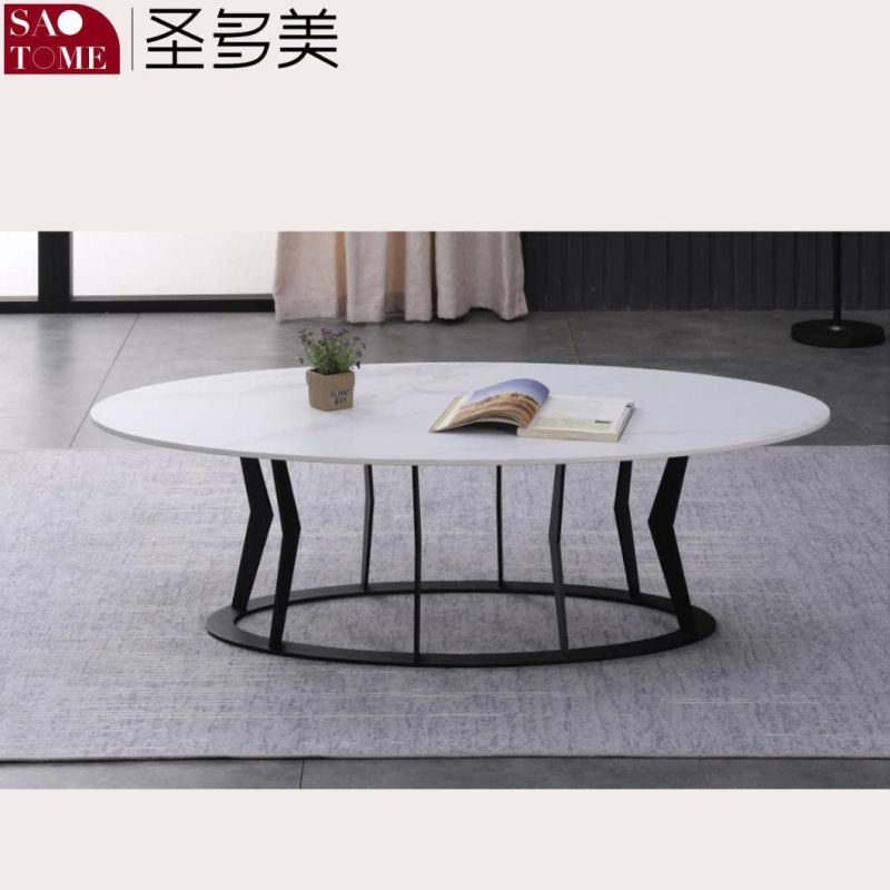 Modern Simple Luxury Living Room Furniture Oval Slate/Marble Coffee Table