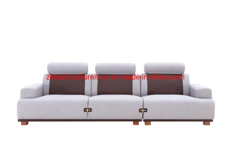 Modern Fabric Home Furniture Leather Wooden Living Room Sofa