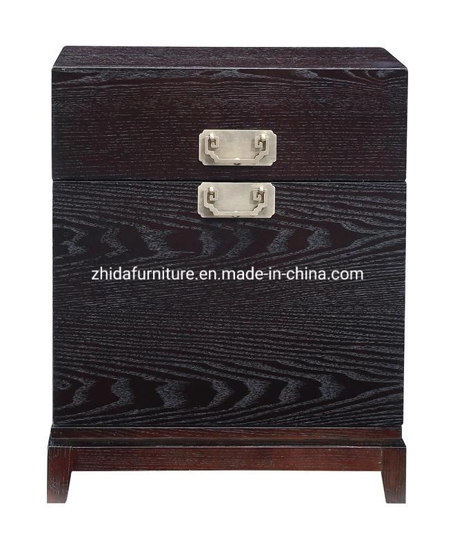 Hotel Project Black Wooden Nightstand Black Side Table for Chinese Villa